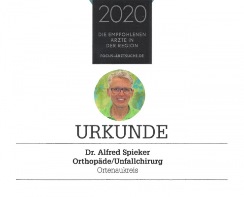 Fokus Siegel Prämierung Dr. Alfred Spieker 2020